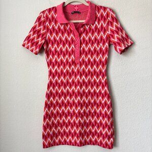 Zara 70s Retro Printed Collared Knit Mini Dress